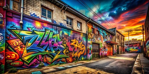 Fototapeta premium Abstract Graffiti Background with Vibrant Colors and Unique Patterns for Urban Exploration Photography, Perfect for Creative Projects and Artistic Displays