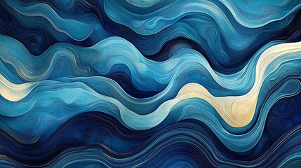 Fototapeta premium Blue color abstract background with swirling lines wave