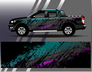 Car wrap design vector. Graphic abstract stripe racing background designs for vehicle, rally, race, adventure and car racing livery