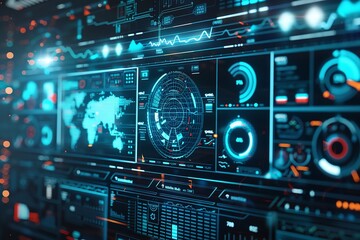 Obraz premium The user interface of an artificial intelligence futuristic. Generative Ai