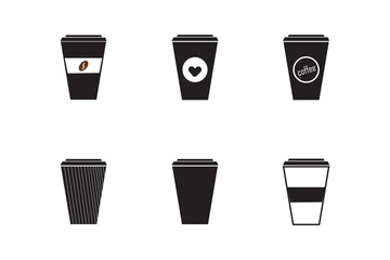coffee cup icons set isolated vector on white background