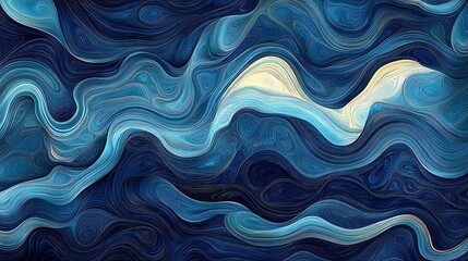 Fototapeta premium Blue color abstract background with swirling lines wave