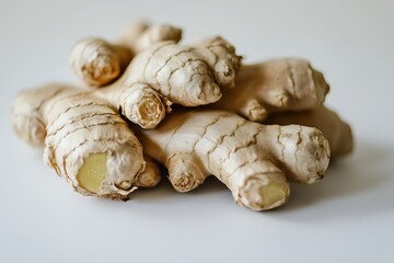 Fresh Ginger isolated on a white background, close up