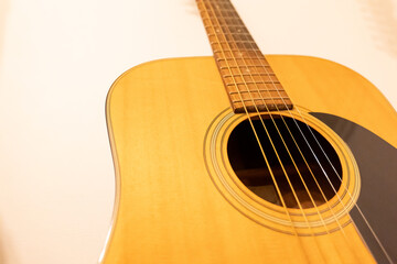 Obraz premium Close up acoustic guitar background