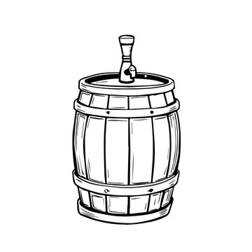 eer barrel illustration, hand-drawn style, classic storage