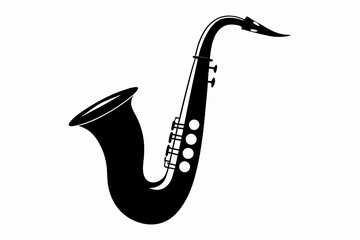 Black Silhouette of a Saxophone Vector illustration