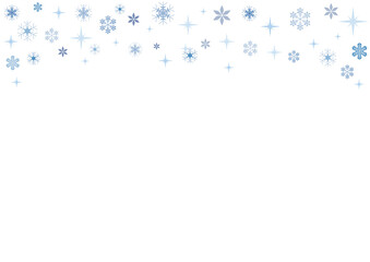 冬の雪の結晶が舞うクリスマスフレーム　PNG透過素材