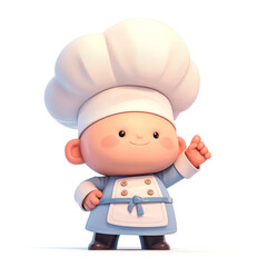 Obraz premium Adorable 3D cartoon chef character, perfect for cooking, food, and restaurant branding.