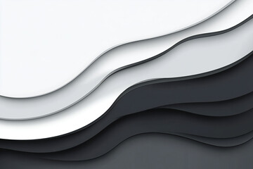 Obraz premium Abstract White Waves and Smooth Flowing Curves on a Monochrome Background