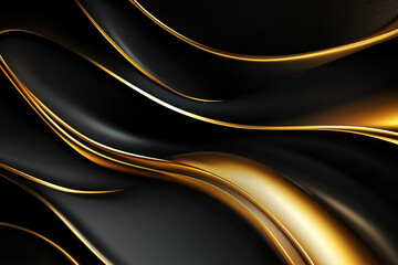 Abstract Black and Gold Design with Smooth Flowing Lines and Metallic Accents