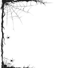 Simple Blank Frame with Cobwebs on the Edges, Perfect for Halloween Decorations, Invitations, or Creative Projects in a Minimalist Style