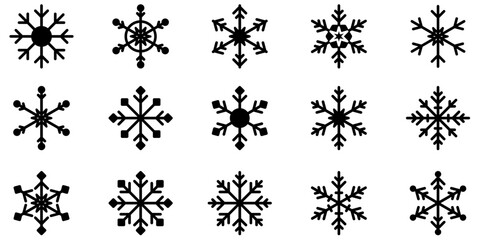 set of editable snowflakes, for christmas banner cards, freezer technology or fore casting weather, frozen freeze or cold symbol vector