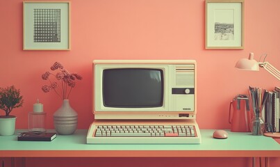 Fototapeta premium throwback design copy space, Generative AI