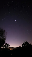 Naklejka premium Dreamy Starry Night Sky with Silhouette Background