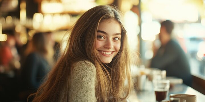 Woman sipping coffee