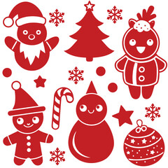 Adorable Christmas Stickers Featuring Festive Characters and Holiday Cheer