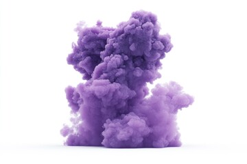 Fototapeta premium Purple smoke cloud explosion isolated on white background.