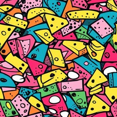 A seamless abstract illustration playful cheese pattern featurin