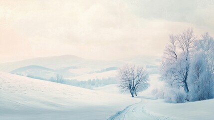 Obraz premium Winter scene serenity snowy landscape nature photography calm environment scenic viewpoint tranquil concept for seo impact