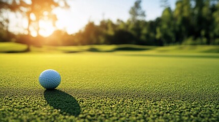 A serene golfing experience on a meticulously groomed course, Golf essentials elegantly displayed, Classic sporting style