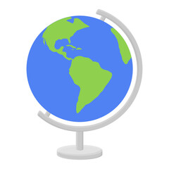 World Globe Education with Stand Vector. World Map Globe Illustration. Simple Globe Icon.