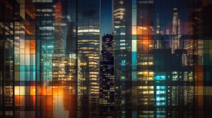 Cityscape Reflection in Glass Facade