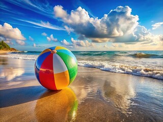 Obraz premium Watercolor Beach Ball Summer Fun Playtime
