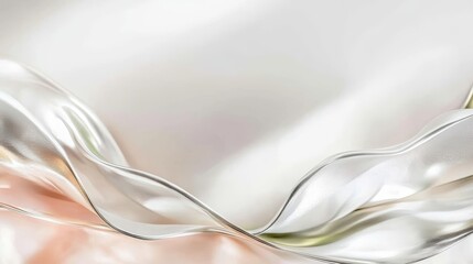 Obraz premium A white background with a long, flowing, silky white luxury fabric. Abstract waves, fluid lines, minimalist shapes.