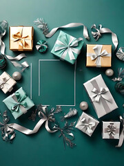Elegant New Year Gift Box Arrangement in Blue, Silver, and Gold Theme
