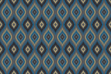 Ikat Abtract art. Seamless pattern in tribal folk embroidery, and Mexican style Aztec geometric art ornament print. Design for Capet, cover, wallpaper, wrapping, Fabric clothing