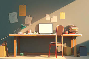 Workspace serenity sunlight streaming through window onto organized desk