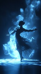Obraz premium Captivating Digital Ballet Performance with Dramatic Lighting and Fluid Movement