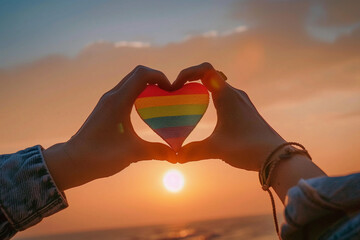 Beautiful colorful decorative heart in human hands