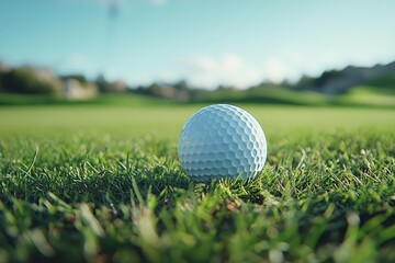 Obraz premium Close-up of a white golf ball at low angle. Generative Ai