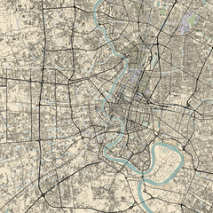 Obraz premium City labeled map of Bangkok, Thailand