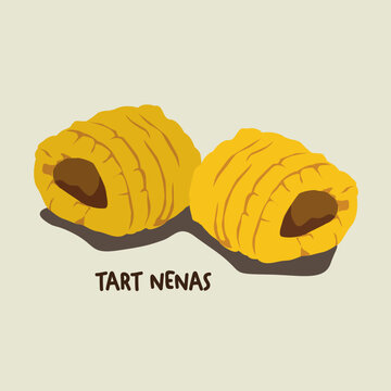 Vector illustration of famous Malaysian traditional Eid festive dessert, kuih Raya called tart nenas