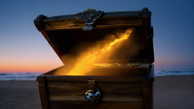 Treasure box opening with a soft glow, only to reveal a black interior