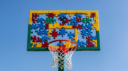 A basketball court floating in space, with each line and marking forming constellations, symbolizing the universal principles of competition and play
