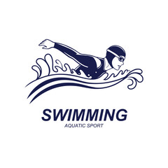 Logo of a swimmer swimming club or swimming school logo design template inspiration