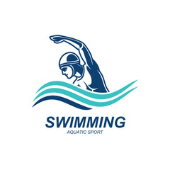 Logo of a swimmer swimming club or swimming school logo design template inspiration