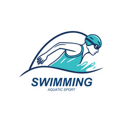 Logo of a swimmer swimming club or swimming school logo design template inspiration