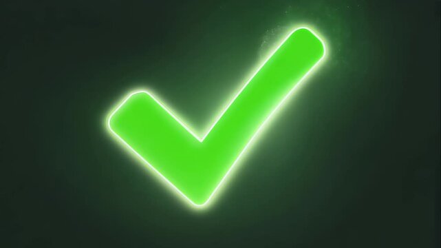 Single green check mark on a plain black background, symbolizing success or approval