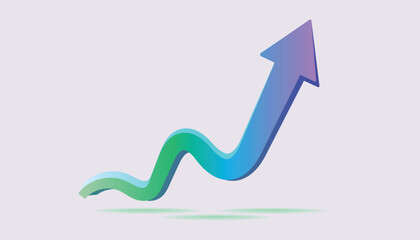 3D realistic arrow up. Arrow show success of business strategy. Vector illustration design background