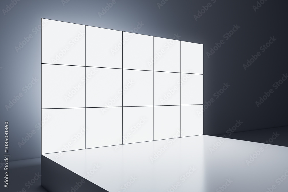 Poster modern exhibition space with blank digital screen wall. 3d rendering
