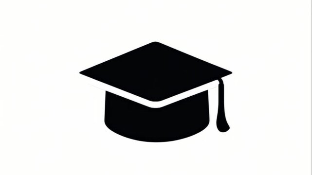 graduation cap icon in black on a clean white background, symbolizing education