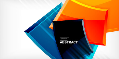 Round 3d shapes, plates background. Creative composition design template
