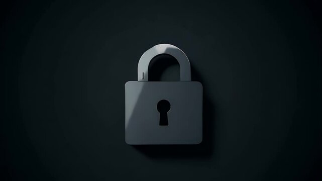 Black lock symbol on a black background, representing security and privacy