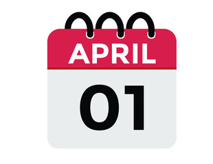 
 april 1 calendar icon Date Month calendar icon vector illustration
