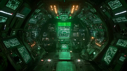 Fototapeta premium Futuristic Spaceship Interior - 3D Illustration