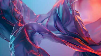 Fototapeta premium Abstract 3D Render of Flowing Fabric with Purple, Blue, and Red Colors